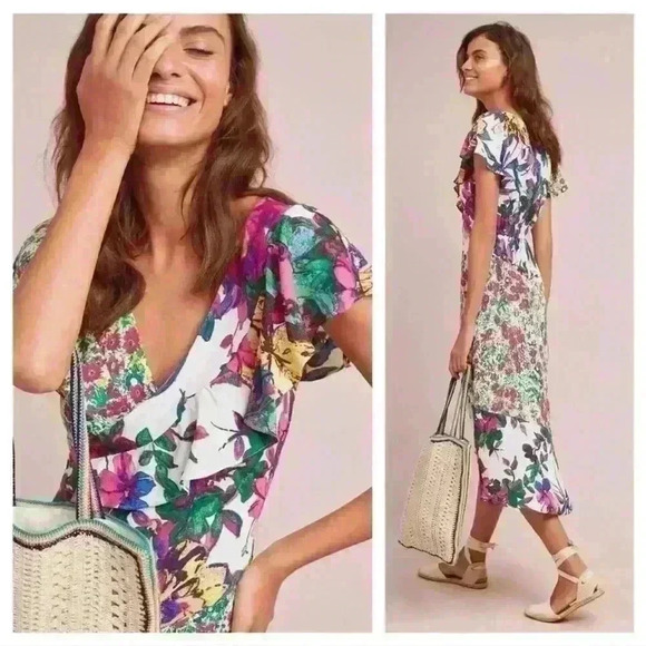 Tracy Reese Anthropologie floral faux wrap dress - Picture 3 of 7